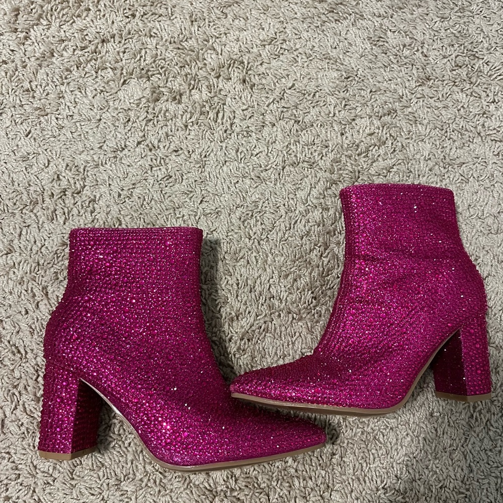 Sparkling Pink Ankle Boots